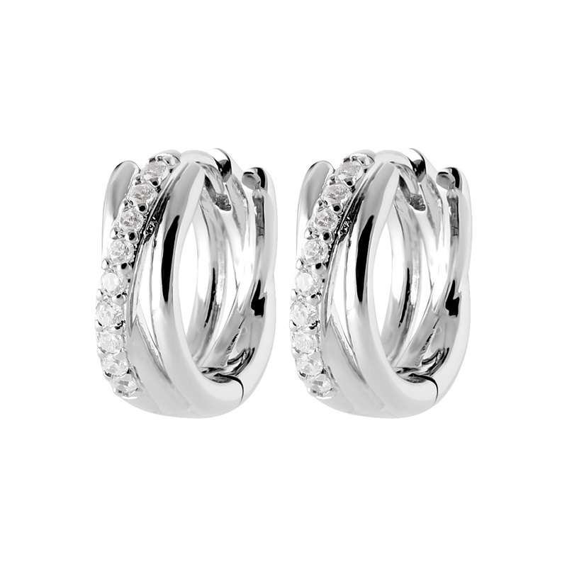 Zoe Austin - Sterling Silver twist cz hoop earrings