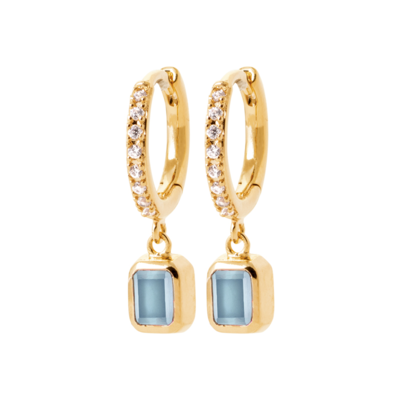 Zoe Austin - 18CT YG PLATED CZ HUGGIE WITH SYNTHETIC GEM DROP