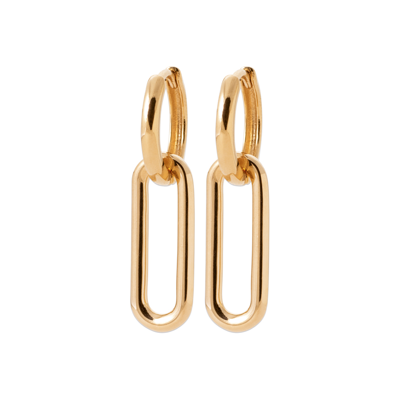 Zoe Austin - 18CT YG PLATED DROP PAPERCLIP HUGGIE EARRINGS