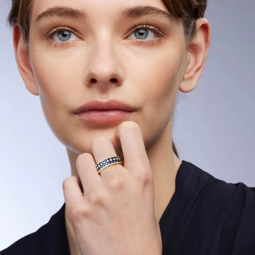 Sapphire Dreams - 'Aime' Yellow Gold/Blue Sapphire & Diamond Ring