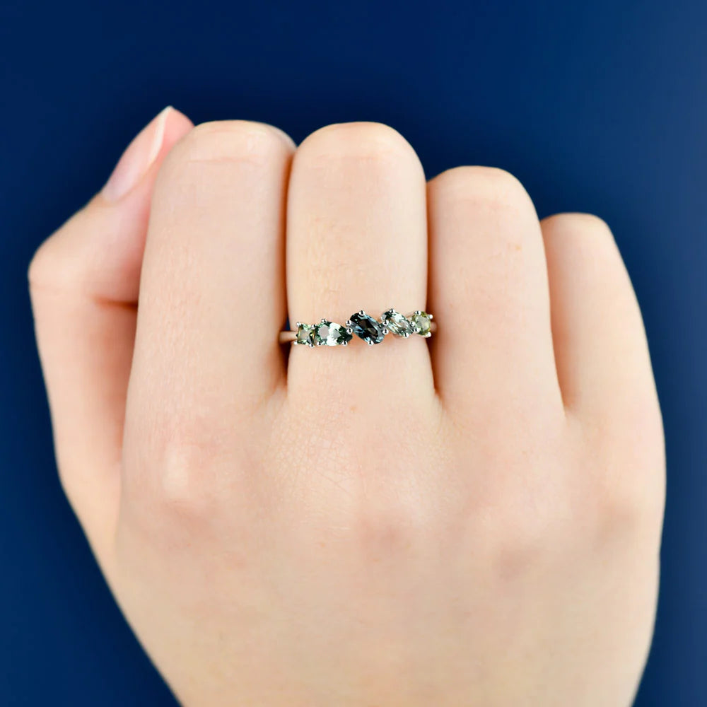 Sapphire Dreams - 'Ophelia' white gold multi colour Sapphire Ring