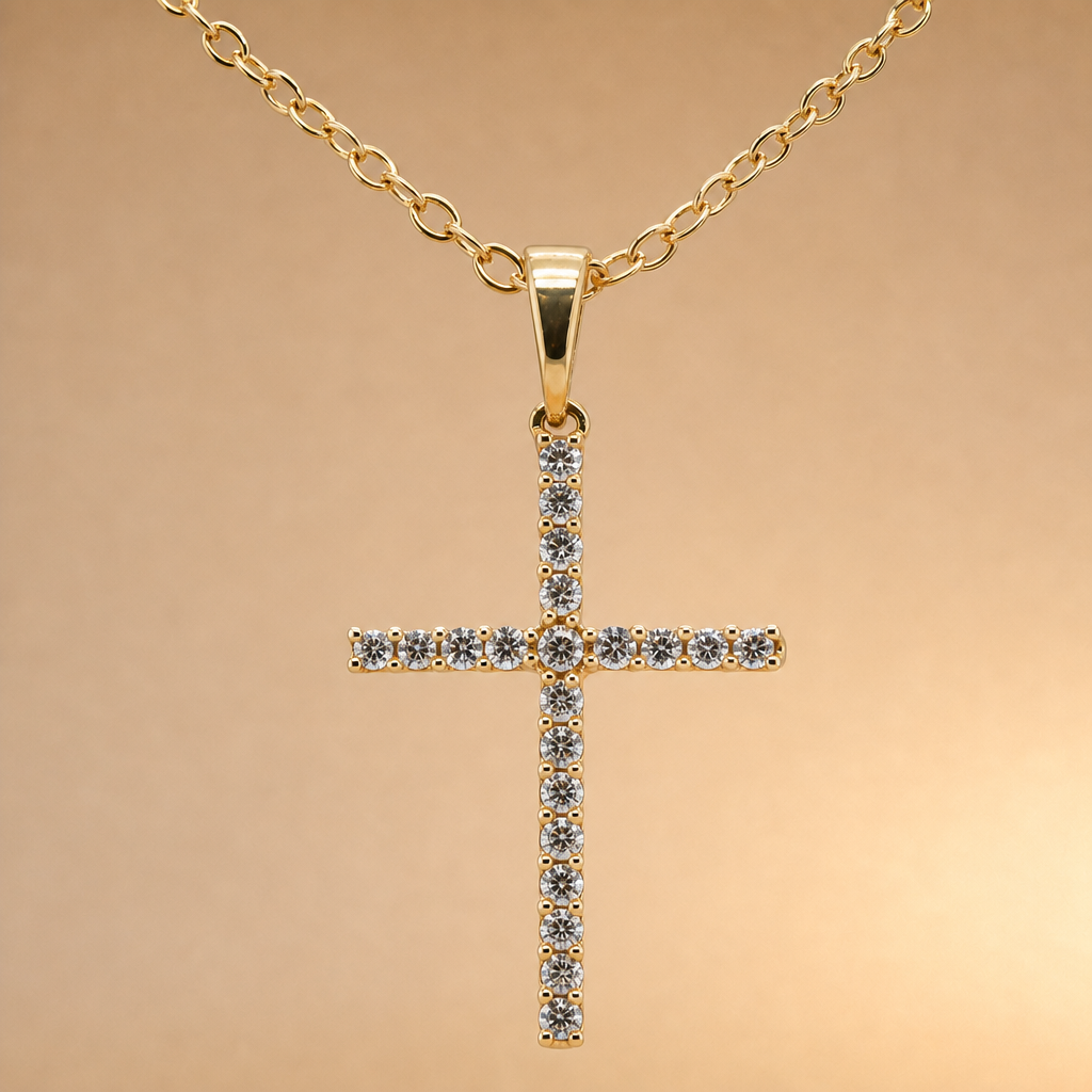 18ct Gold Diamond Set Cross
