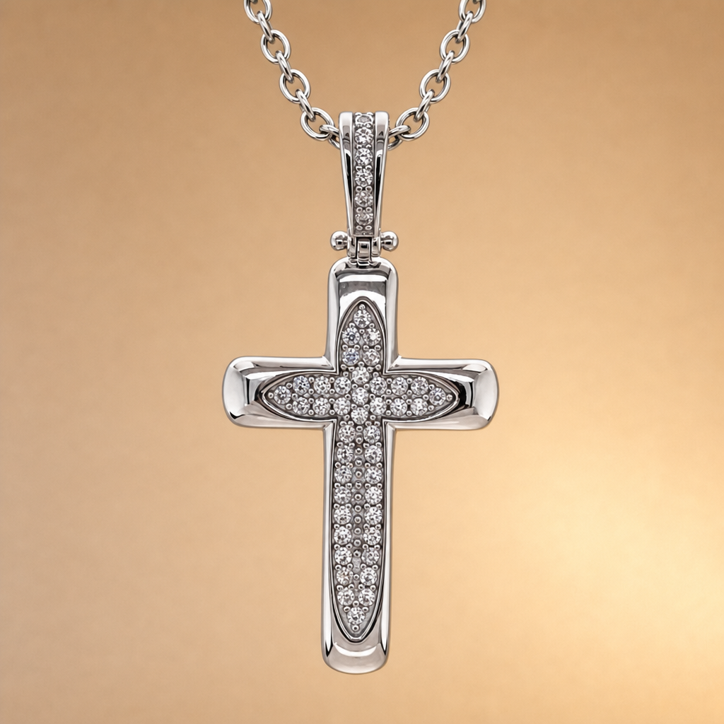 18ct WG Cubic Zirconia Cross