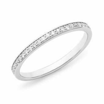 WEDDING BAND - NATURAL DIAMONDS - 9ct WHITE GOLD