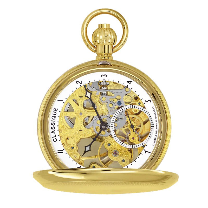Kennedy - Mechanical "Skeleton" Wind up Gold Plated Pocket Watch