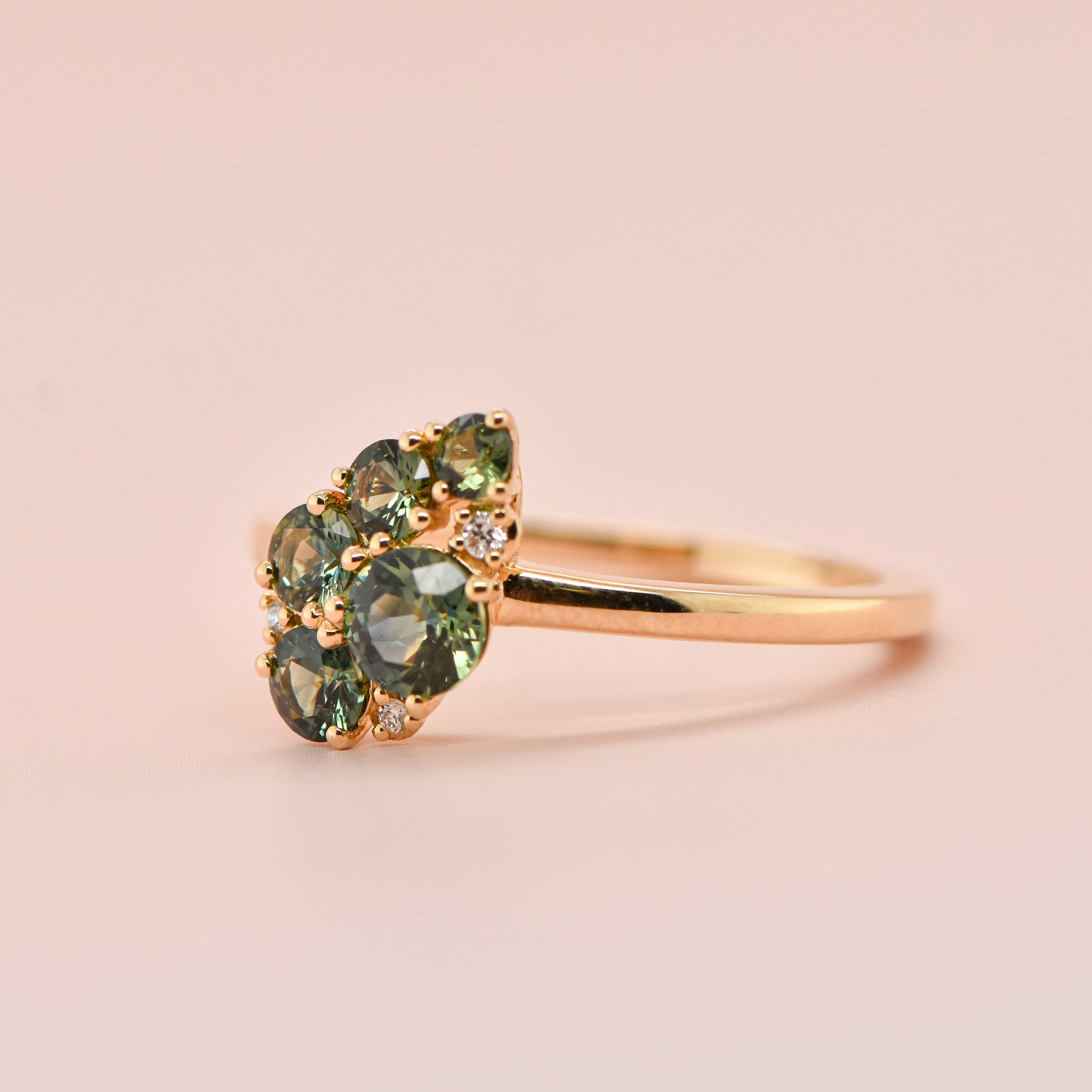 18ct Yellow Gold Australian Sapphire & Diamond Cluster Ring | Sapphire Dreams