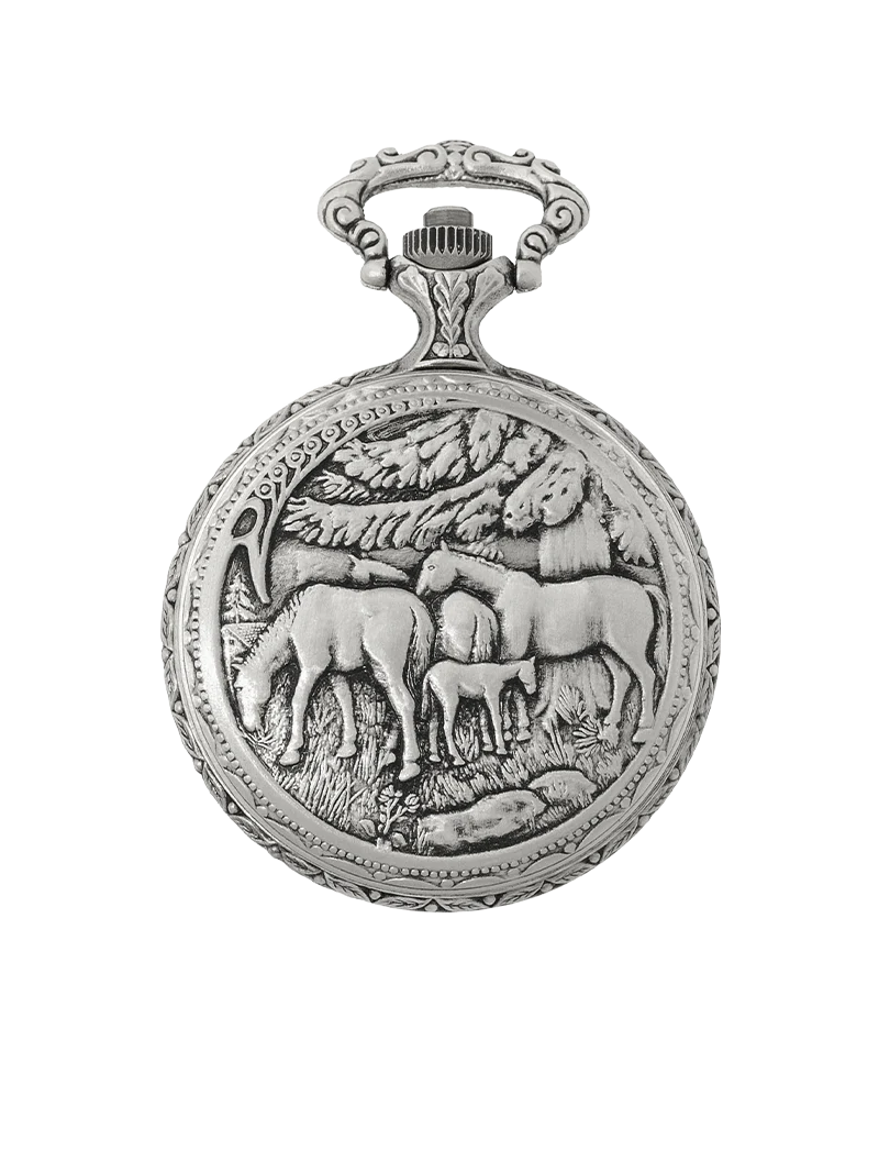 Horses - Antique silver Pocket Watch