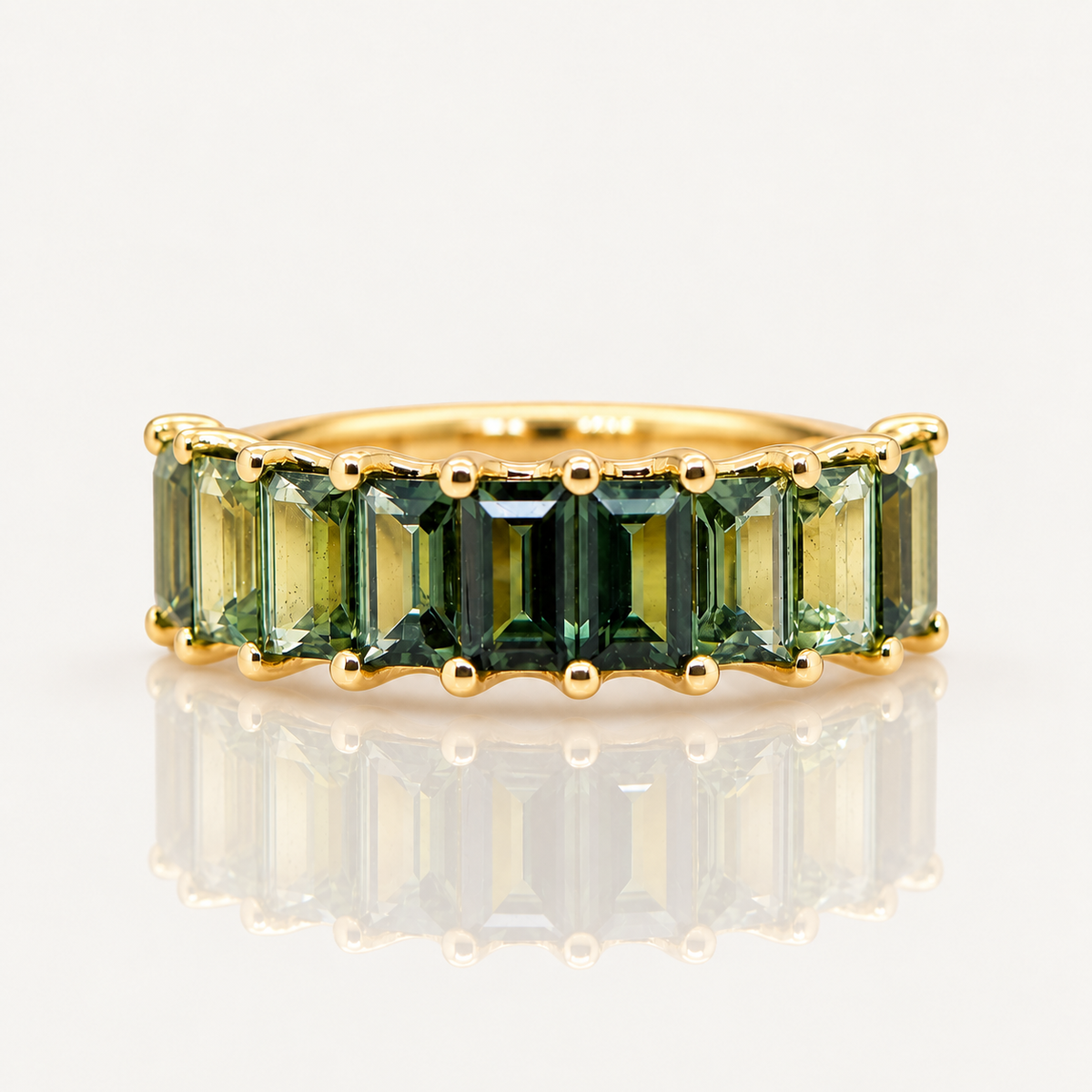 9ct Yellow Gold Australian Green Sapphire Baguette Ring | Sapphire Dreams