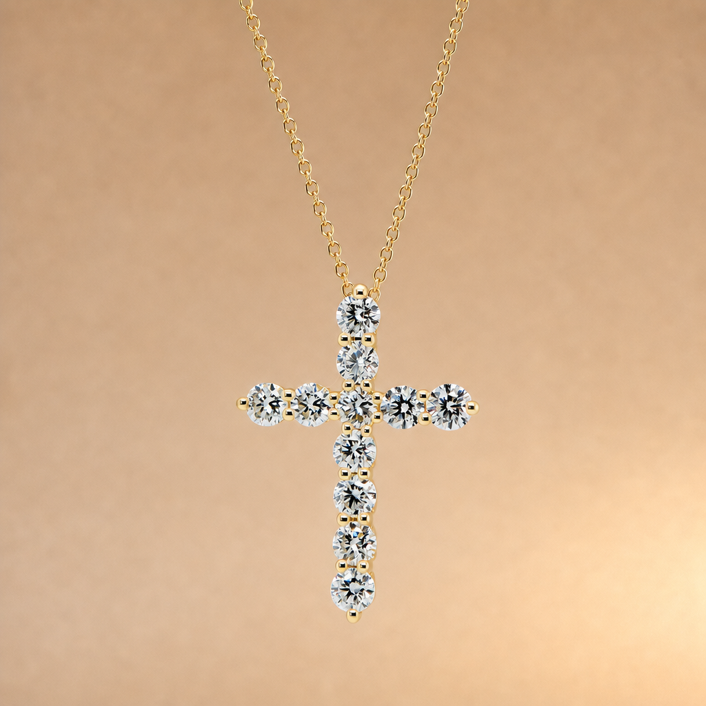 9ct Yellow Gold Diamond cross