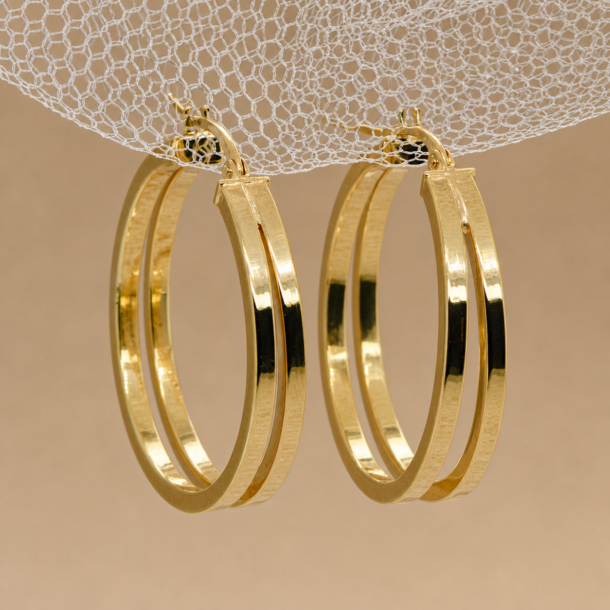 9ct double loop Hoop earrings