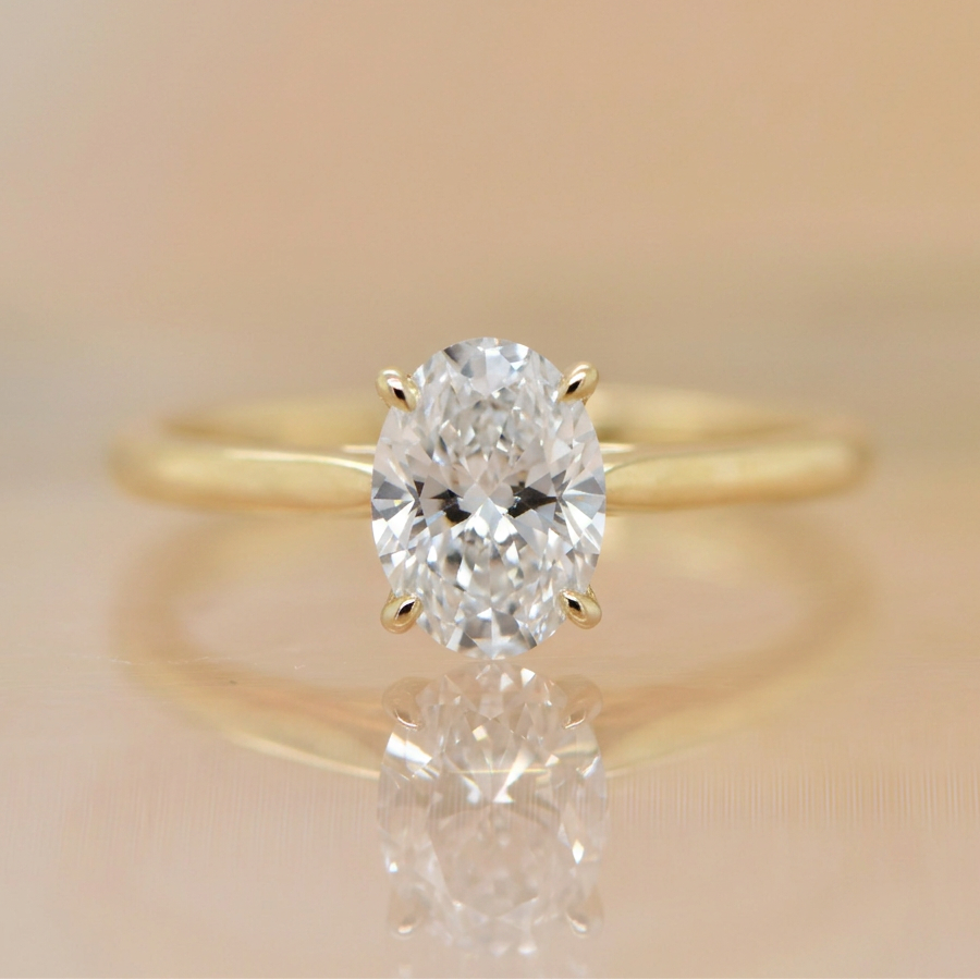 1.07ct Oval Cut Lab Grown Diamond Solitaire Engagement Ring | 9ct Yellow Gold
