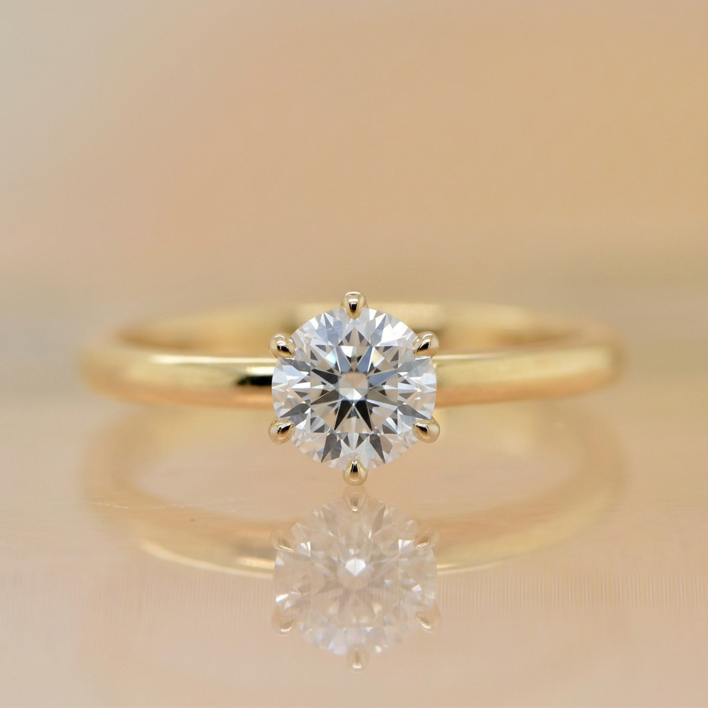 9ct Gold - 0.55ct Round Cut Diamond ring