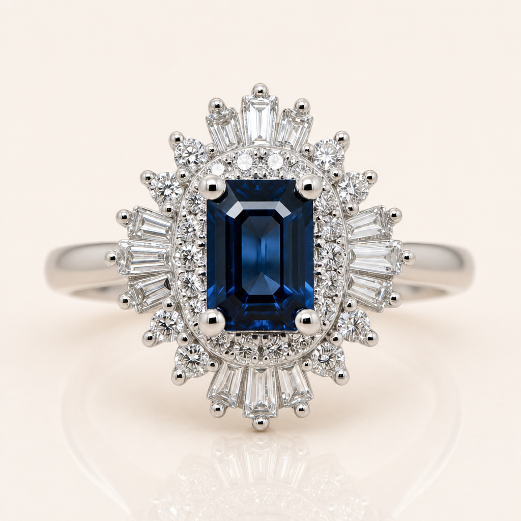 Amara | Sapphire & Diamond Ring | 18ct White Gold