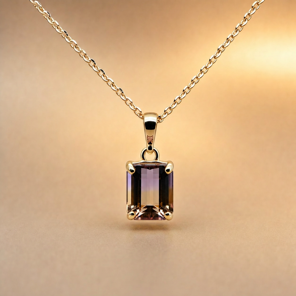 Emerald cut Ametrine Pendant