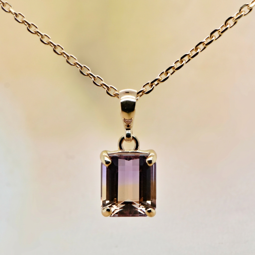 Emerald cut Ametrine Pendant