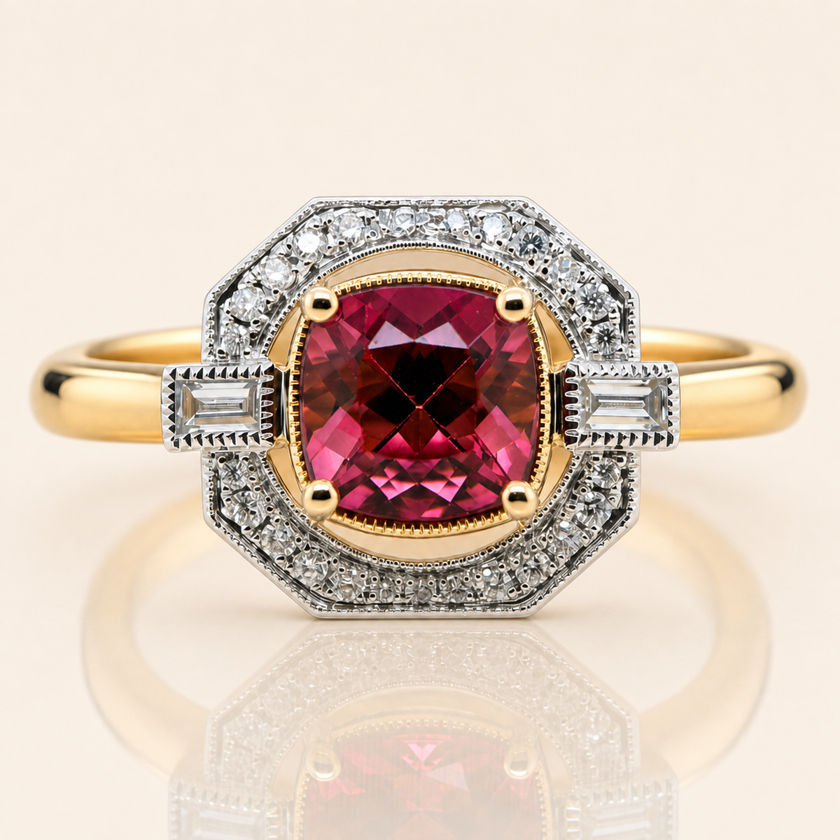 Annalise | Rubellite & Diamond Ring | 18ct Yellow & White Gold | Exclusively Paton's Place