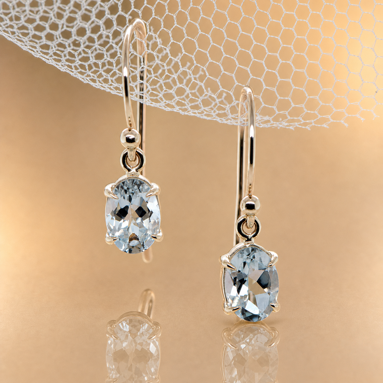 Oval Cut Aquamarine Drop Earrings
