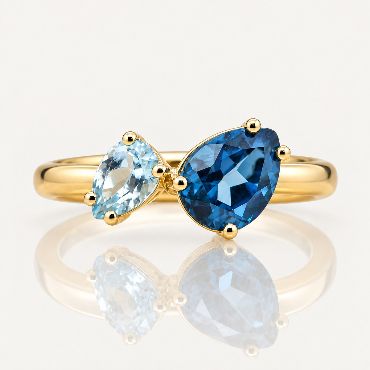 Two-Stone Blue Topaz Toi et Moi Ring | 9ct Yellow Gold