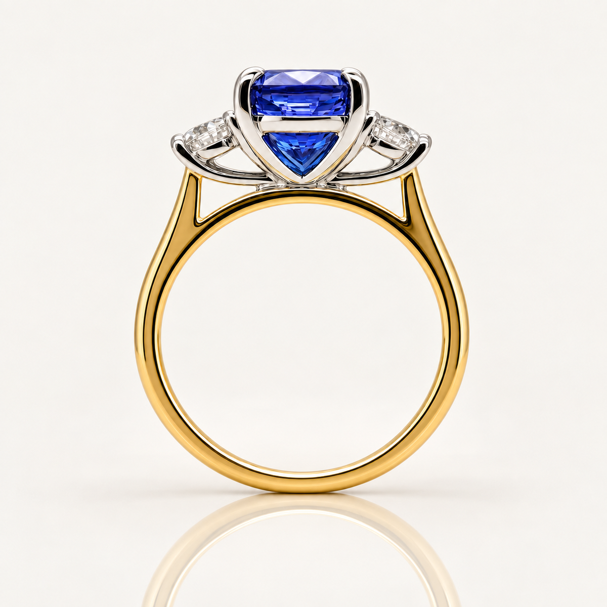 Carmen | 3.48ct Oval Tanzanite & Diamond Three-Stone Ring | 18ct Gold | Exclusively Paton's Place
