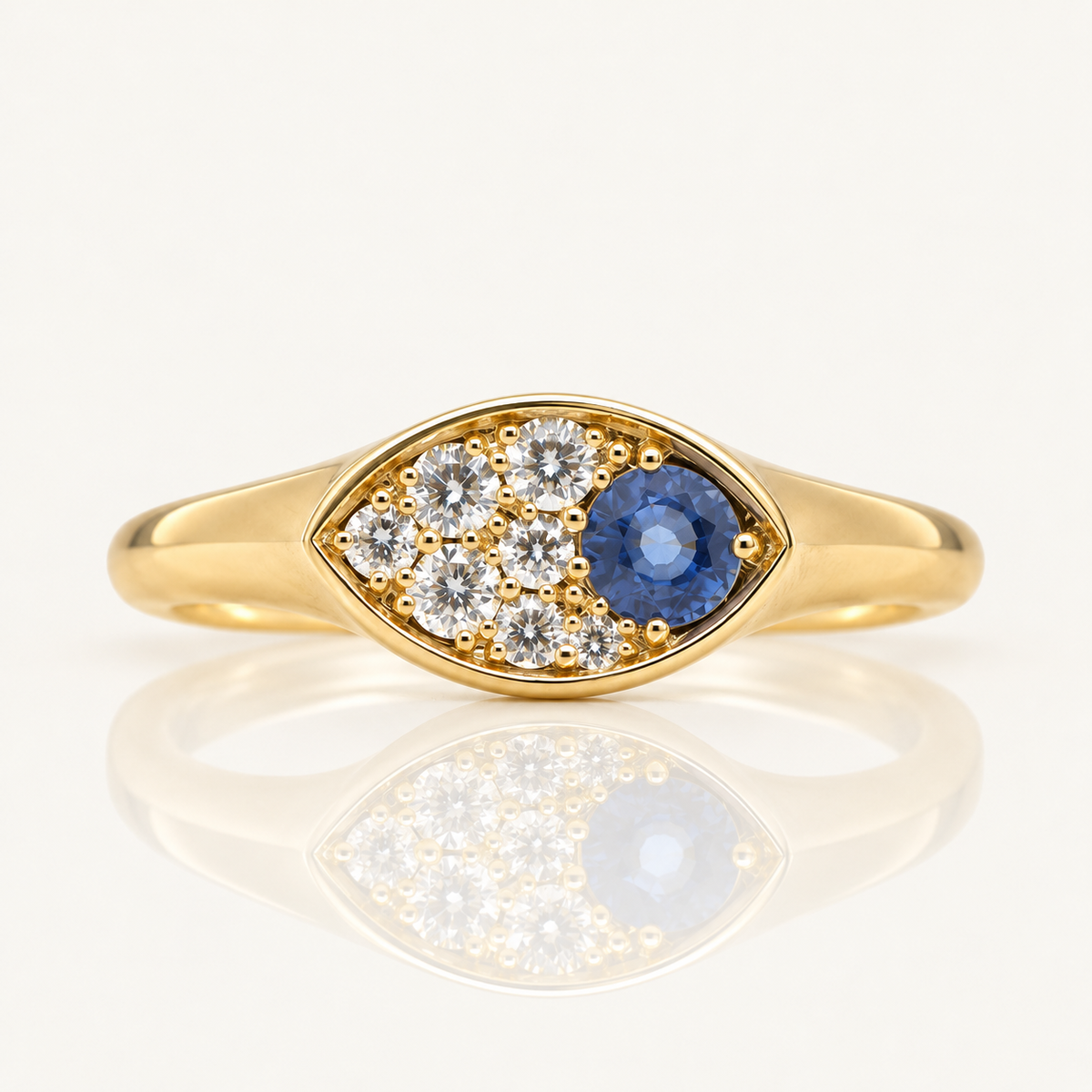 Created Ceylon Sapphire & Lab Grown Diamond Signet Ring | 9ct Yellow Gold