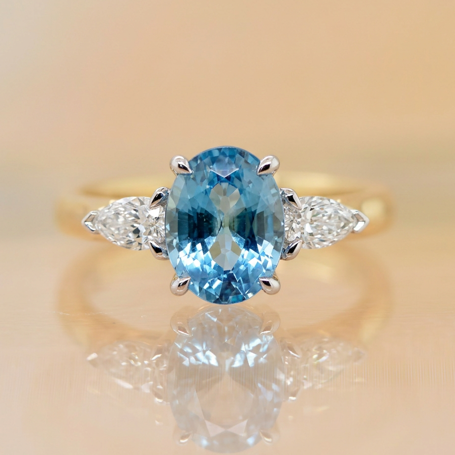 'Chloe' - Aquamarine & Diamond Ring