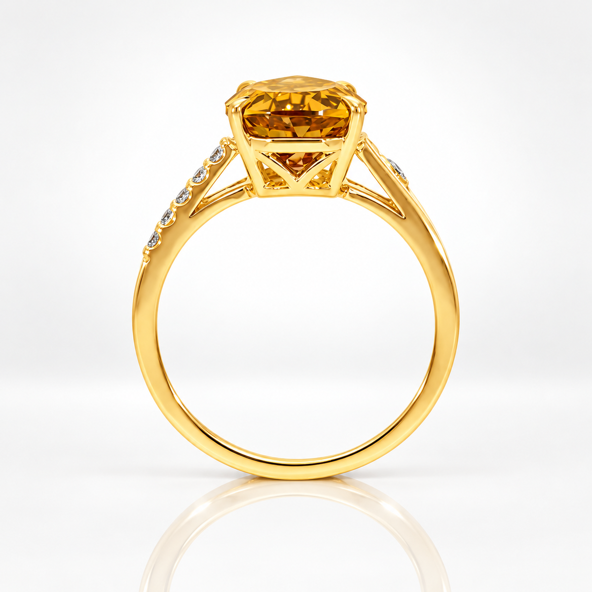 Citrine & Lab Grown Diamond Ring | 9ct Yellow Gold