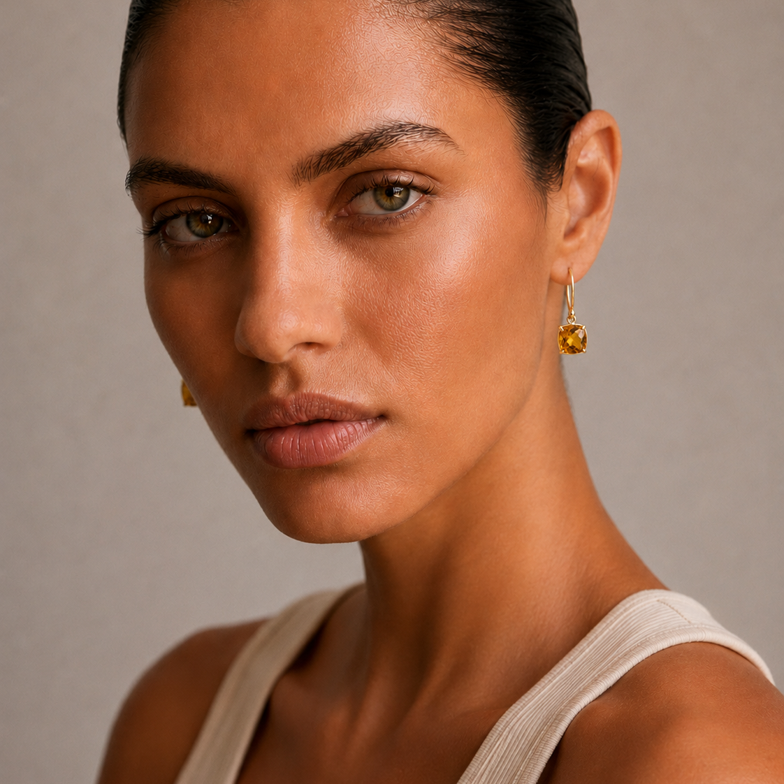 Cushion Citrine Drop Earrings | 9ct Yellow Gold