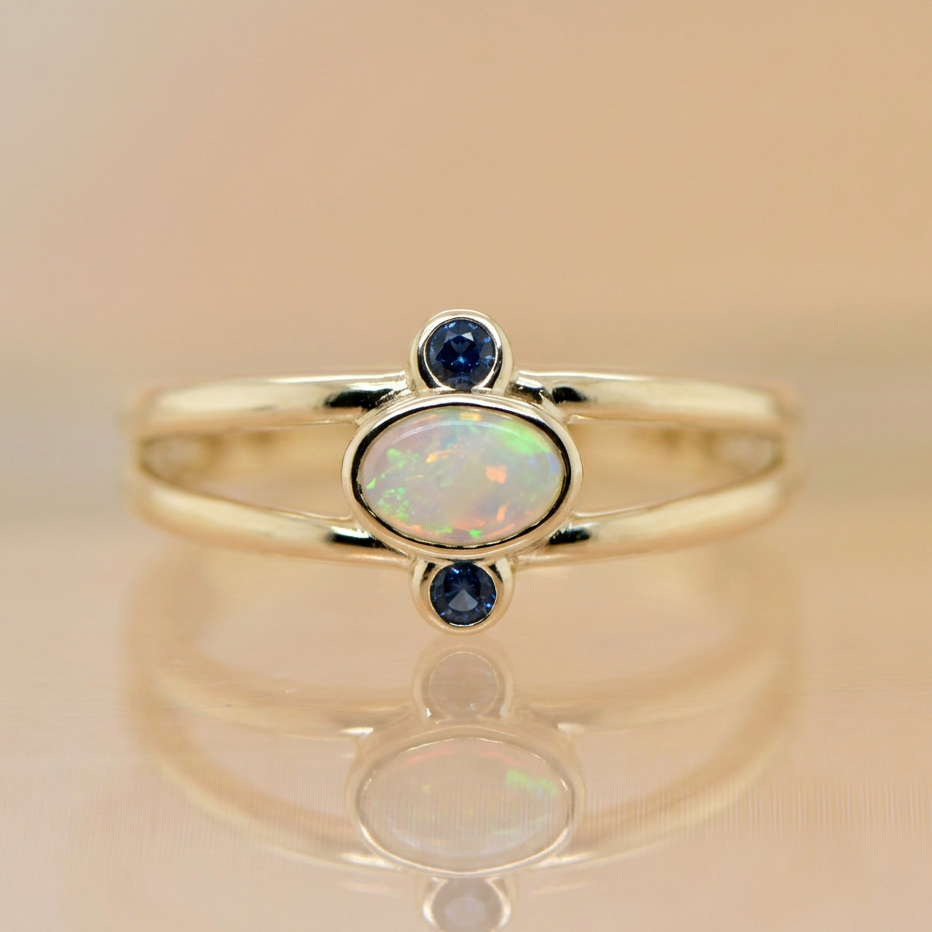 Crystal Opal & Sapphire Ring