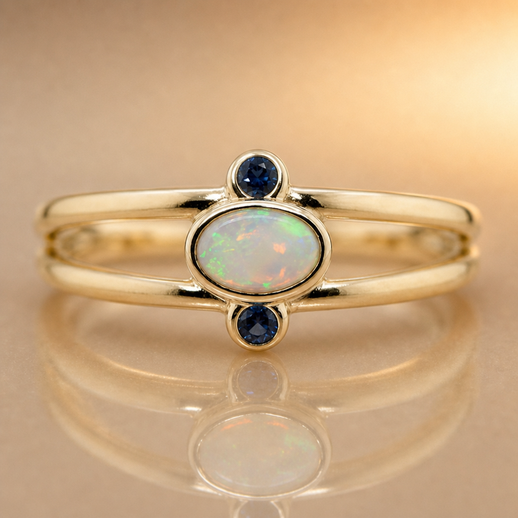Crystal Opal & Sapphire Ring