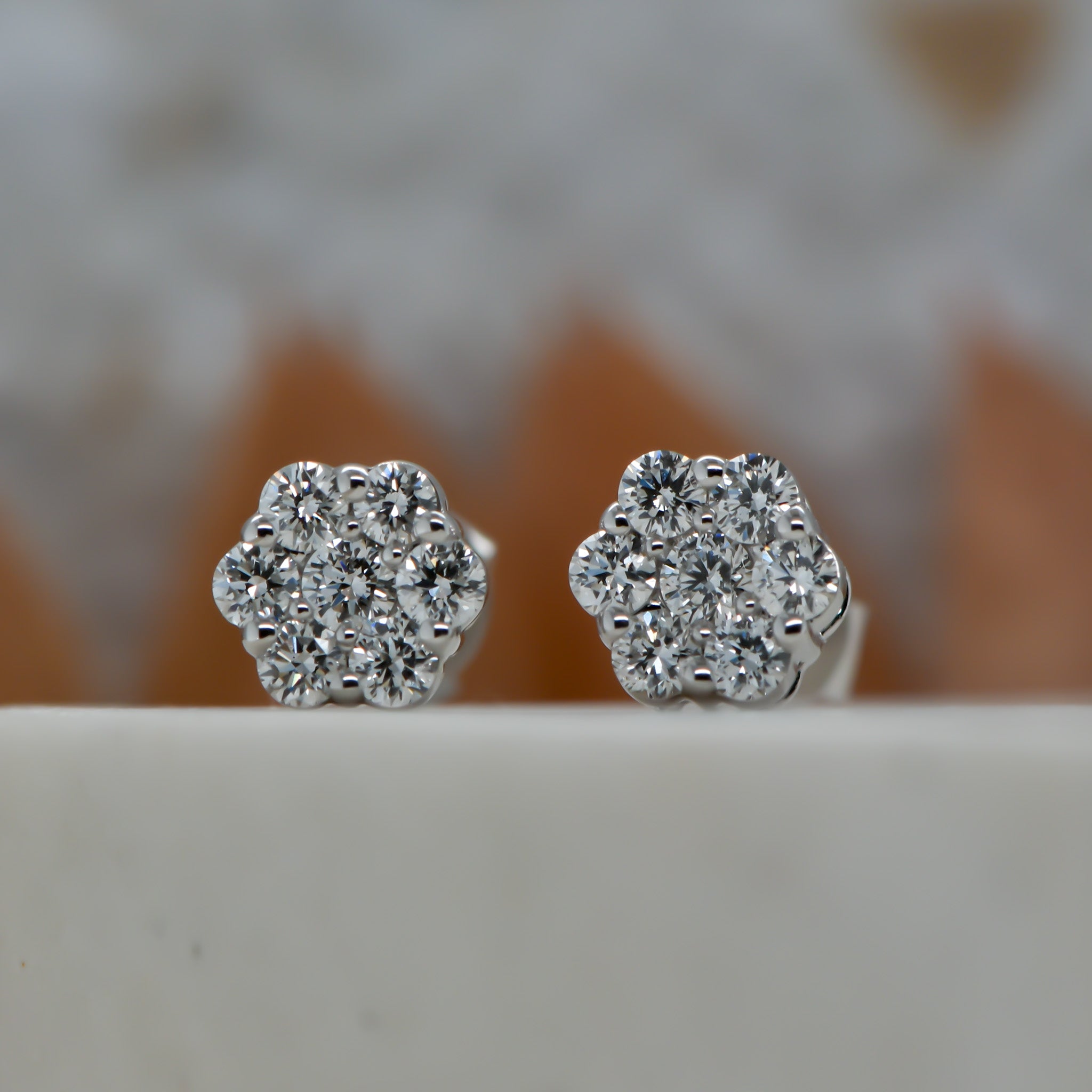 Lab Grown diamond cluster earrings