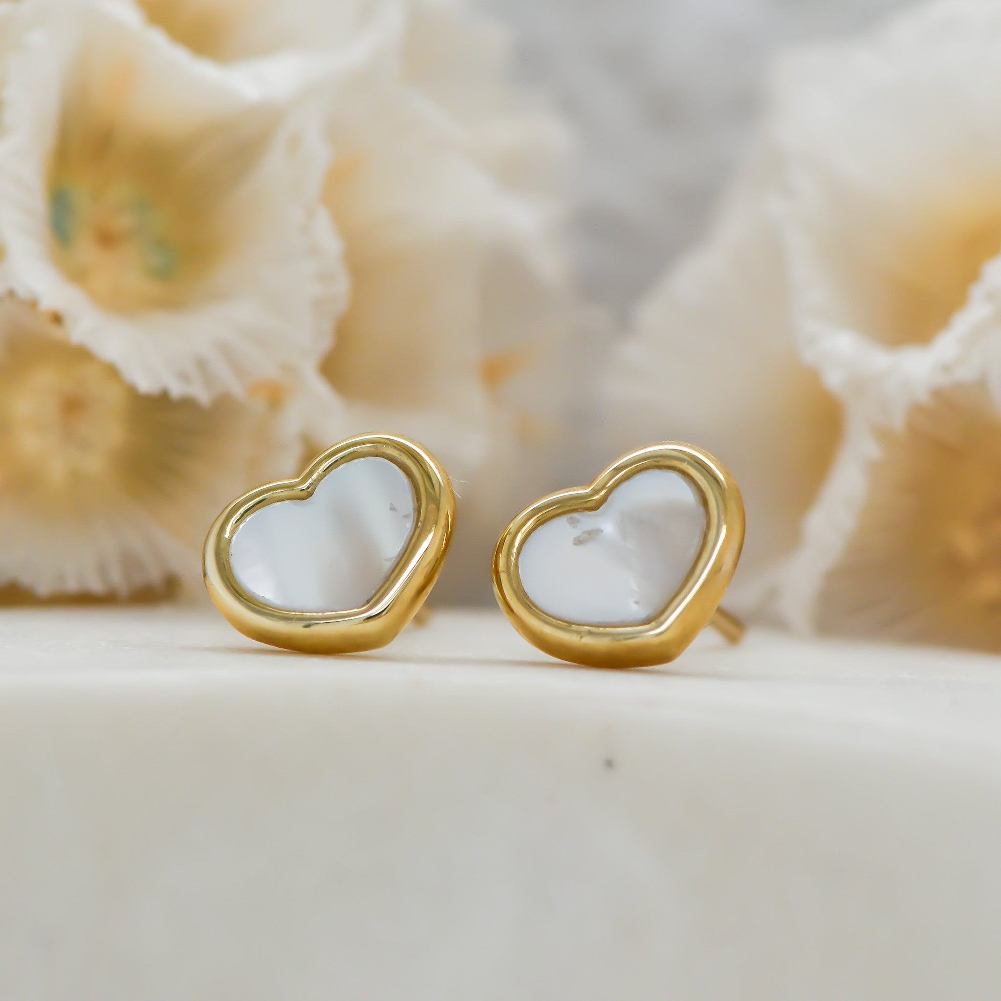 Mother of pearl heart earrings