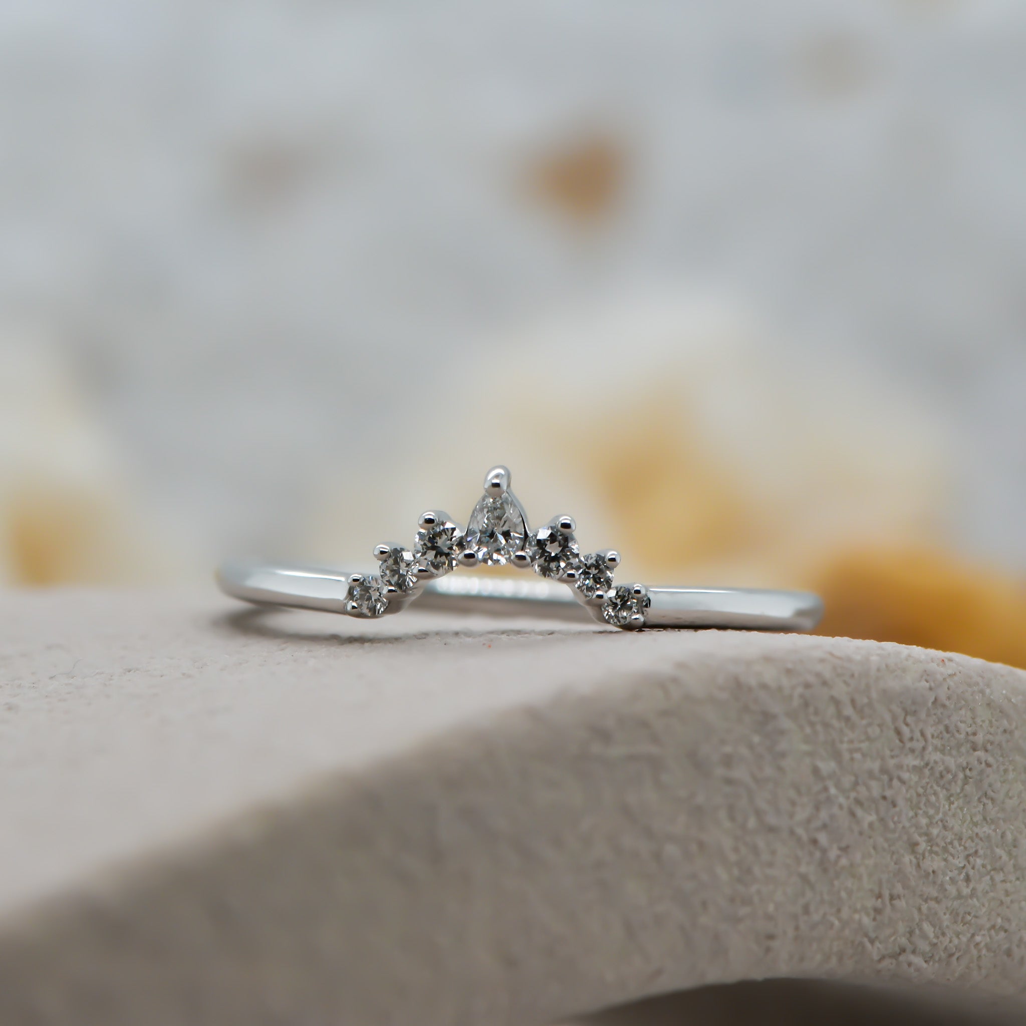 Curved Natural diamond set band -18ct white gold