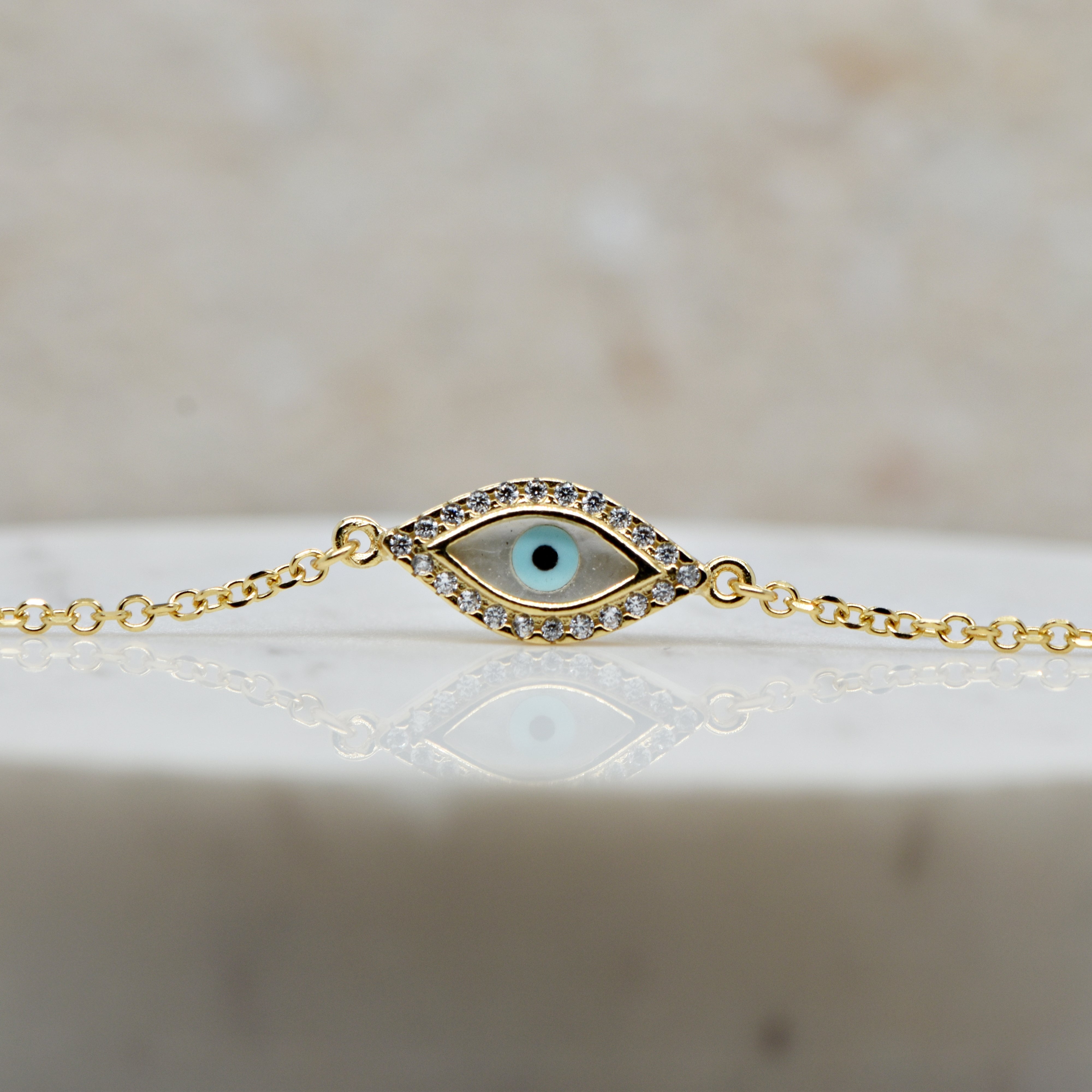 9ct YG Evil Eye & Bracelet