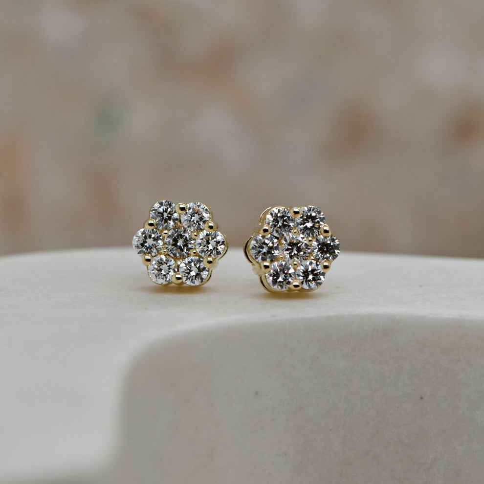 Lab Grown diamond cluster earrings