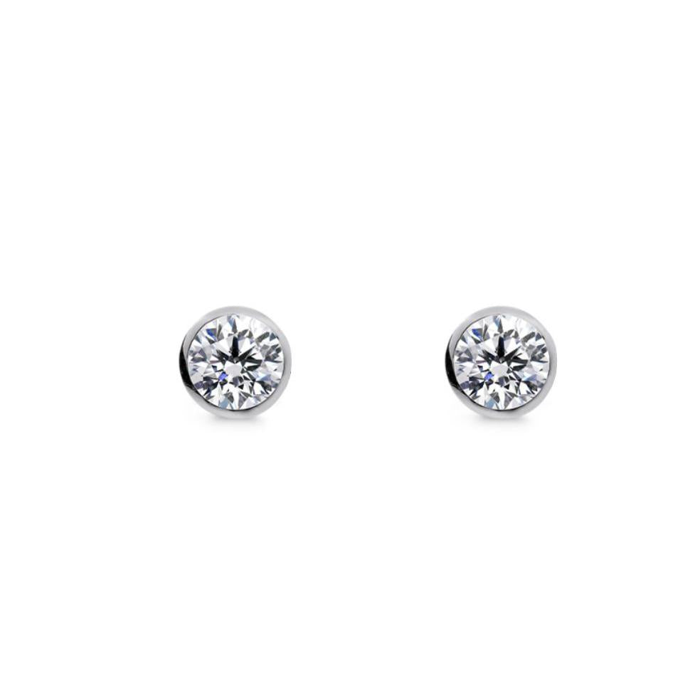 Zoe Austin - Sterling Silver bezel set round CZ studs