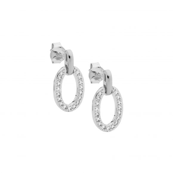 Zoe Austin - Sterling Silver open oval CZ studs