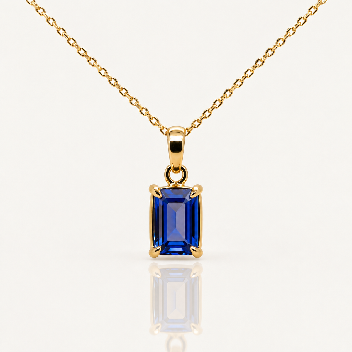 Emerald-Cut Tanzanite Pendant | 9ct Yellow Gold