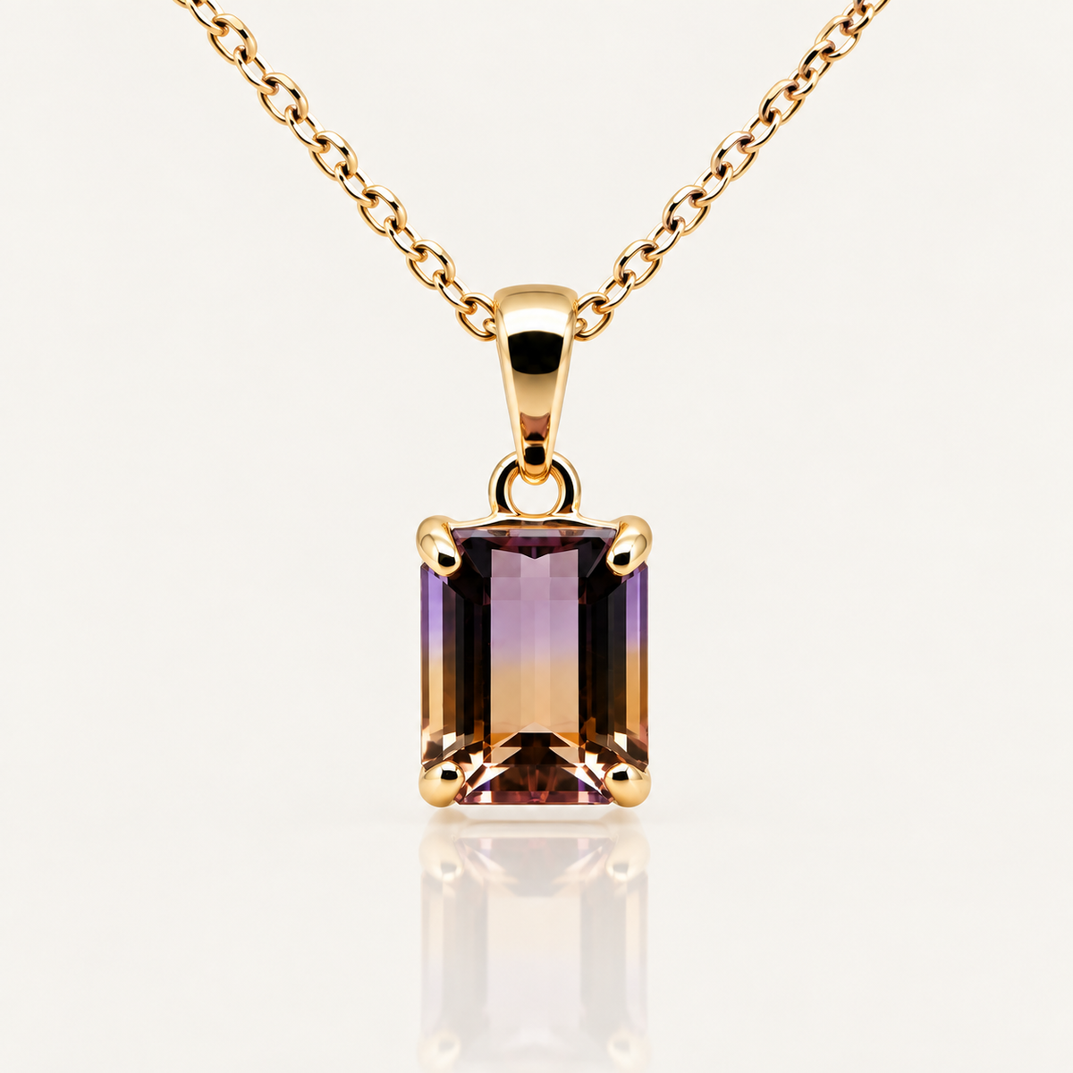 Emerald-Cut Ametrine Pendant | 9ct Yellow Gold