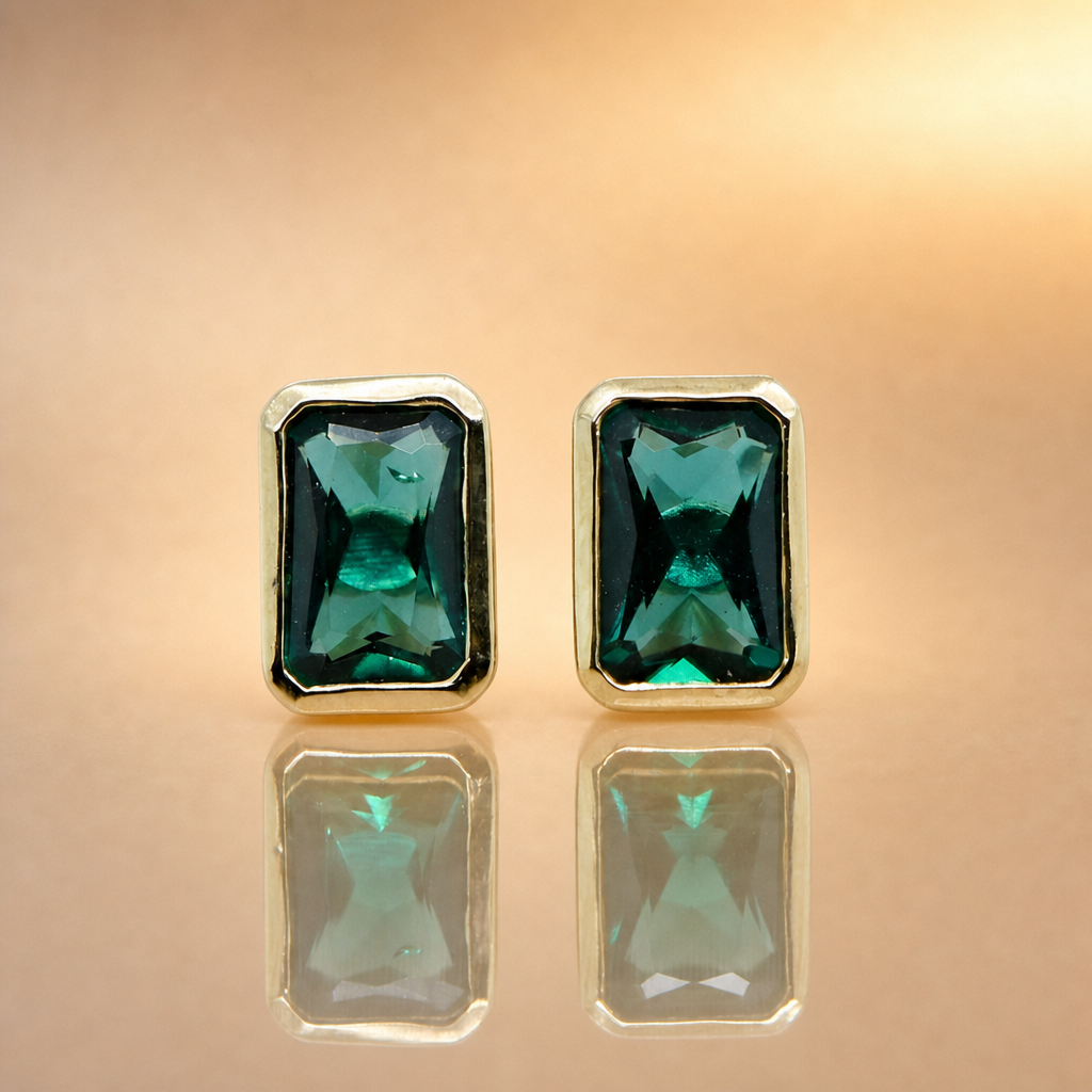 Emerald cut Emerald studs