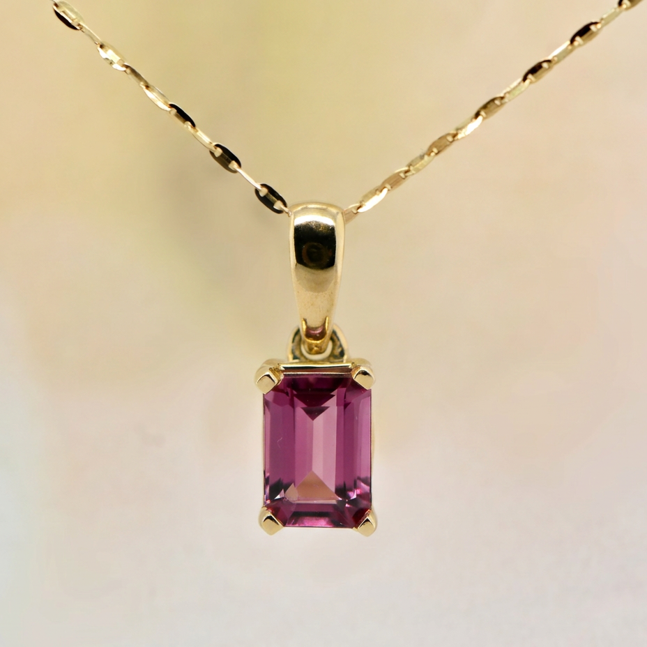 Emerald cut Rhodalite Garnet Pendant