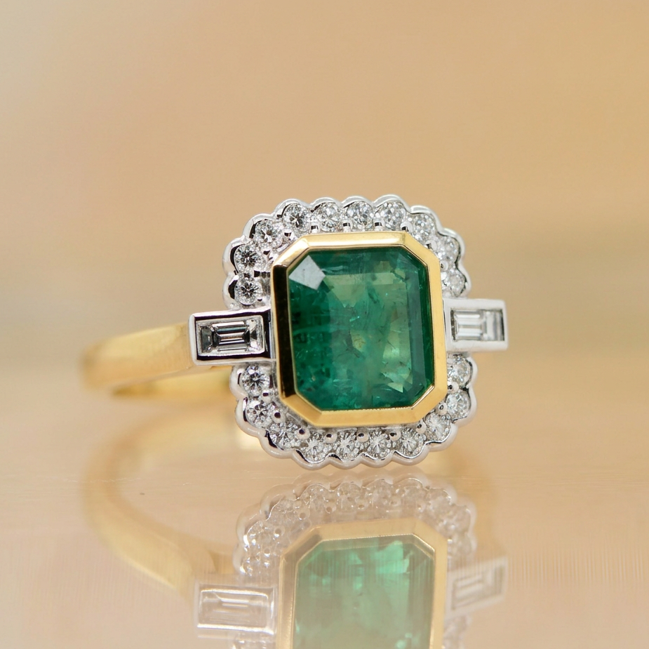 "Maya" - Emerald & Diamond Ring