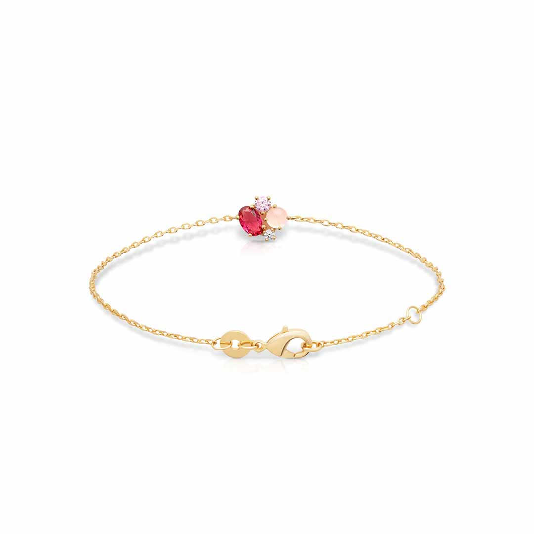 Zoe Austin - 18ct YG Plated CZ & Syn Gemstone Cluster Bracelet