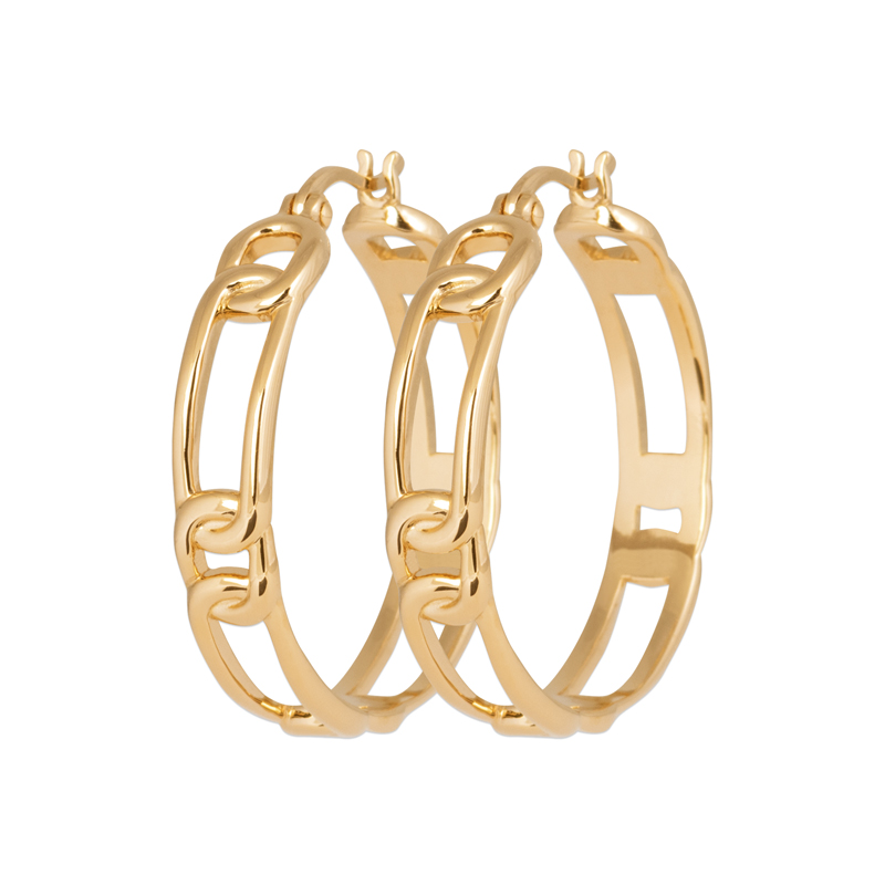 Zoe Austin - 18ct YG Plated Linked Paperclip Hoop Earrings