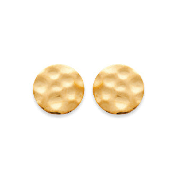 Zoe Austin - 18ct YG Plated hammered disc studs