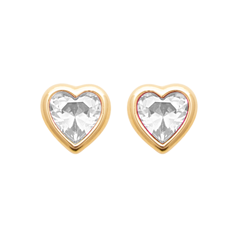 Zoe Austin - 18ct YG Plated CZ Bezel Set Heart Stud Earrings