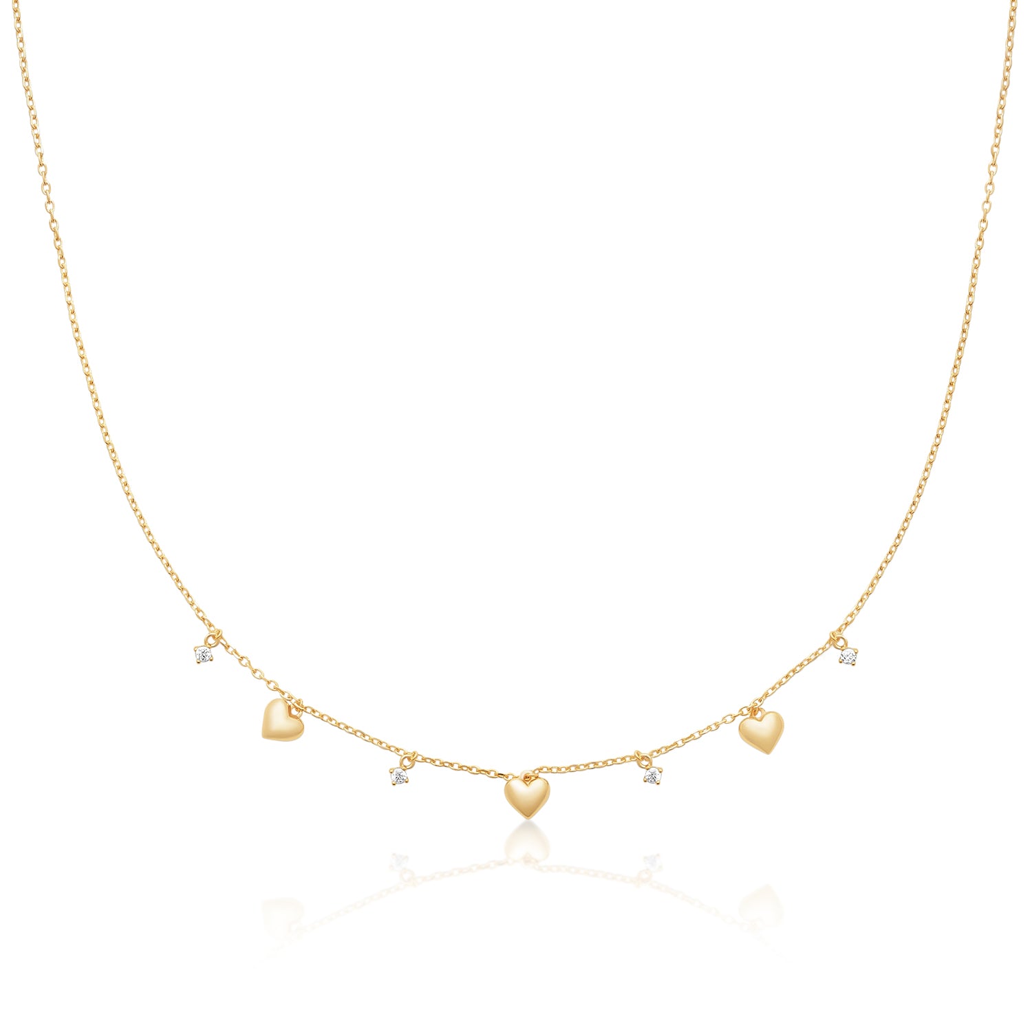 Zoe Austin - 18CT YG PLATED ALLOY MULTI CZ HEART CHARM NECKLACE