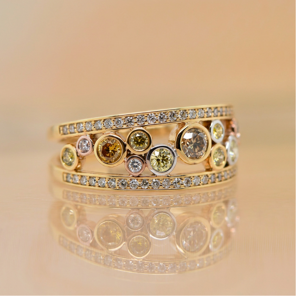 18ct Yellow Gold Natural Fancy Coloured Diamond Ring