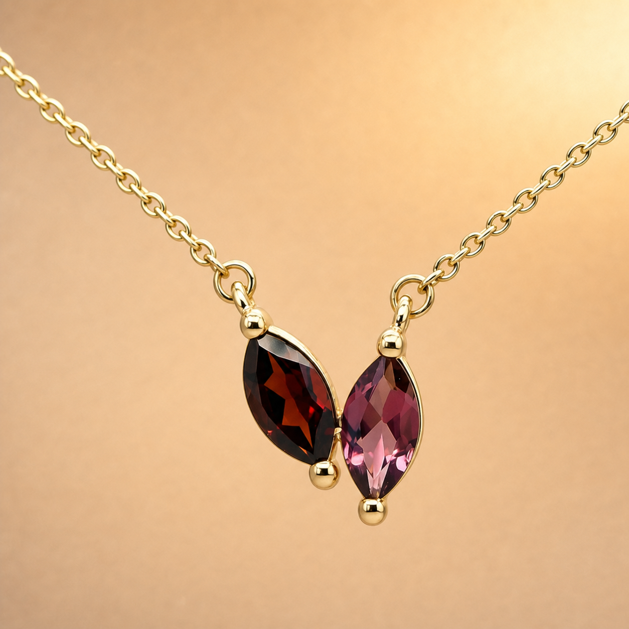 Garnet & Tourmaline Pendant on chain