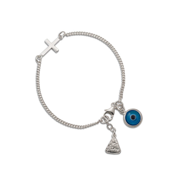 Von Treskow - CROSS & EVIL EYE CURB CHAIN BRACELET