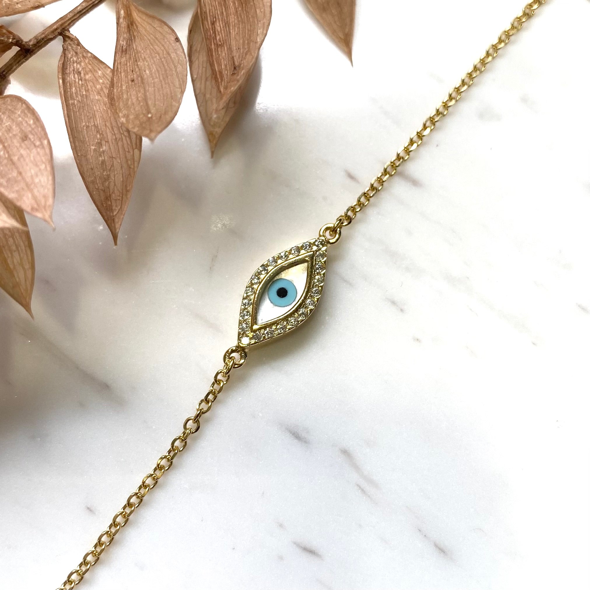 9ct YG Evil Eye & Bracelet